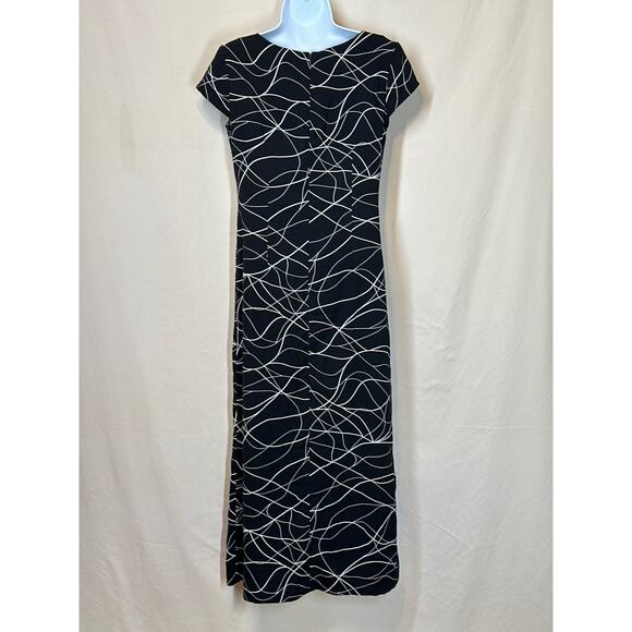 Black and White Maxi Dress S Contemporary Art to Wear Classy Old Money Capsule - Picture 4 of 11